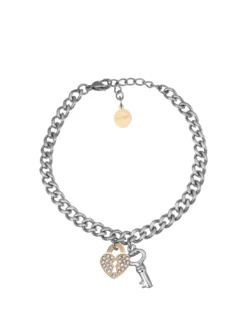 ACCIAIO Bracciale catena lucchetto chiave