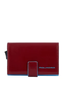 BLUE SQUARE Portacarte di credito in pelle e metallo