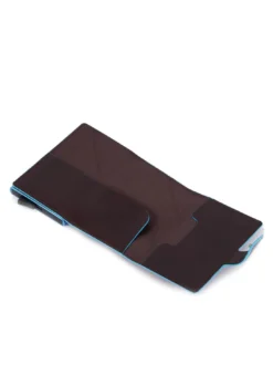 BLUE SQUARE Portacarte di credito in pelle e metallo