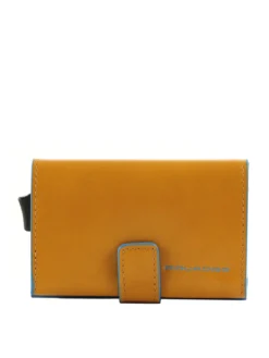 BLUE SQUARE Portacarte di credito in pelle e metallo