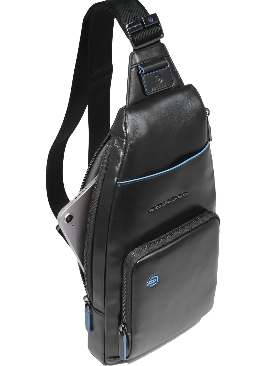 BLUE SQUARE Zaino borsello monospalla in pelle, porta tablet mini