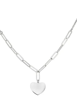 COCCOLE Catena in argento rodiato con cuore