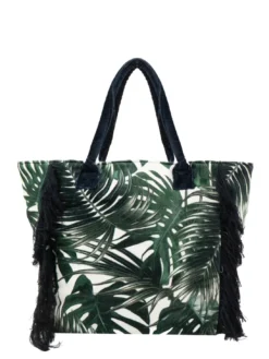 FANCY SPONGE ALLOVER Borsa mare a spalla in canvas