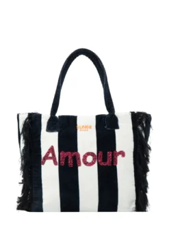 FANCY SPONGE ALLOVER Borsa mare a spalla in canvas