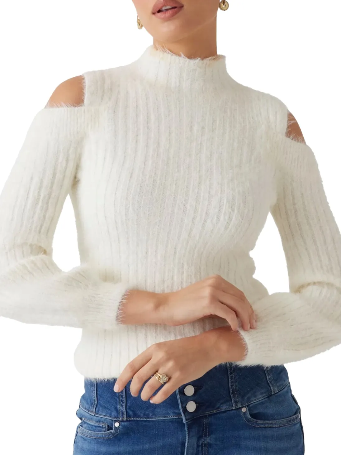 FUZZY TAKARA Maglione collo alto cut out