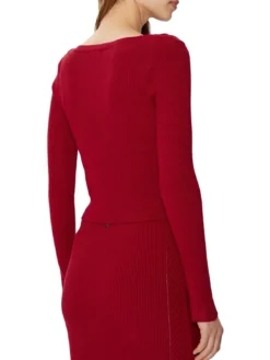 KATELYN Cardigan a costine bottoni gioiello