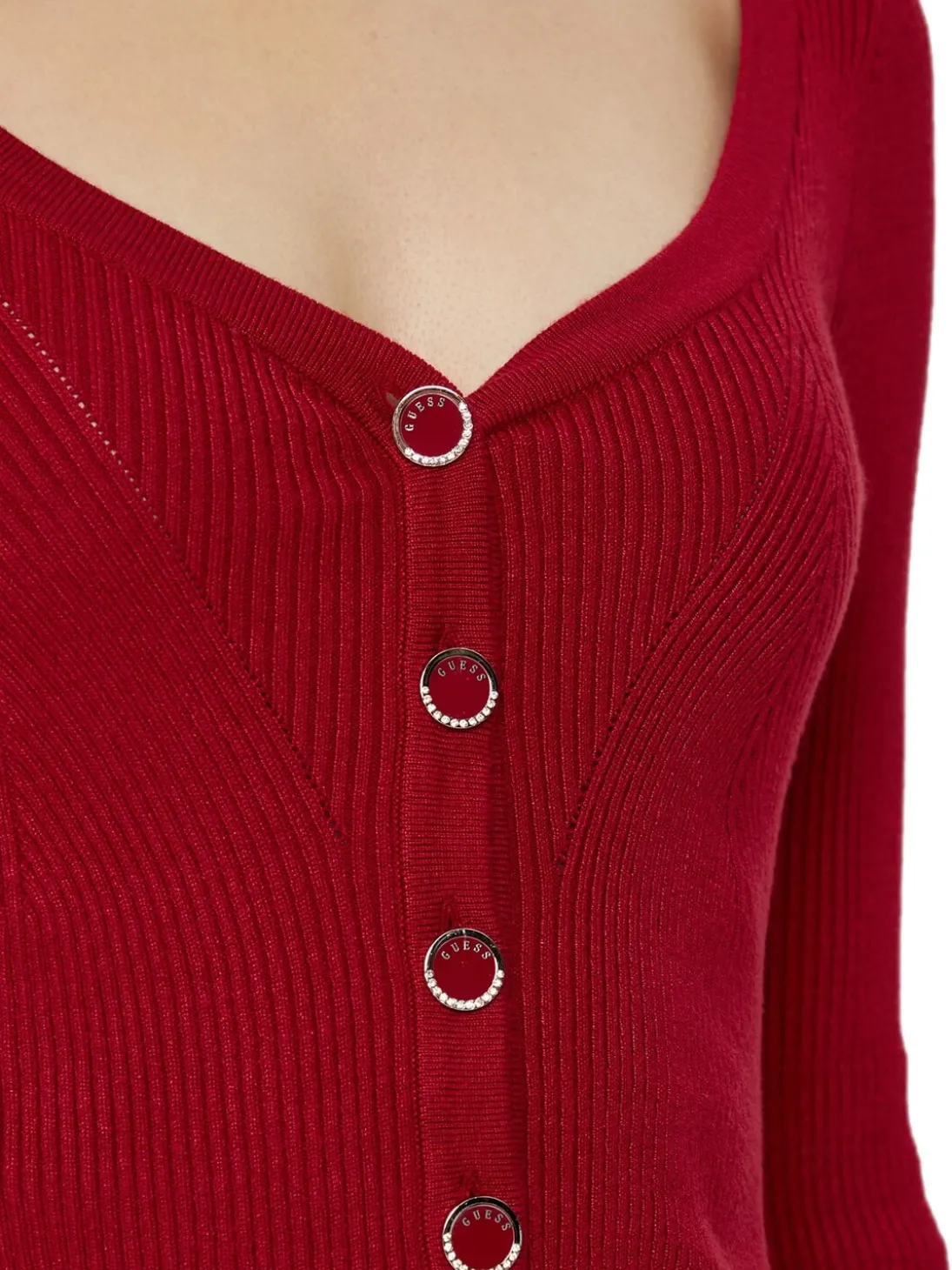 KATELYN Cardigan a costine bottoni gioiello
