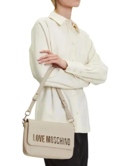 LAMINATED BOLD LOVE Borsa a spalla con flap