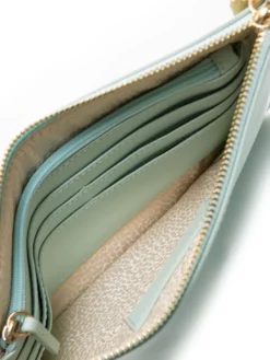 LETTERING Pochette in pelle con polsierina