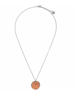 LONG STREET Collana con ciondolo in pelle stampa GEO