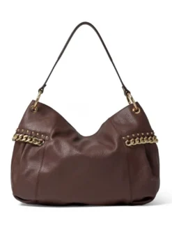 NORA Borsa a spalla in pelle con catena