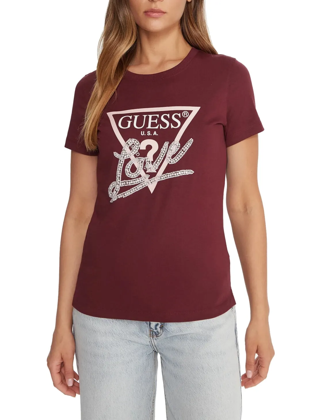 PEARLS LOVE TRIANGLE T-shirt con stampa e applicazioni