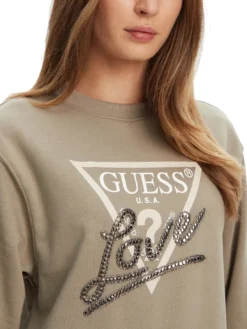 STUDDED LOVE Felpa girocollo con stampa a borchiette