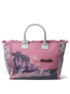 SUMMER Borsa mare in canvas, con stampa