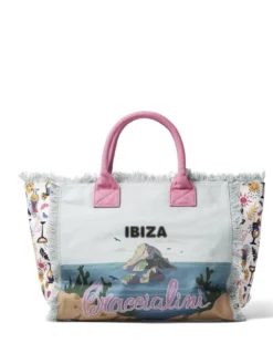 SUMMER Borsa mare in canvas, con stampa