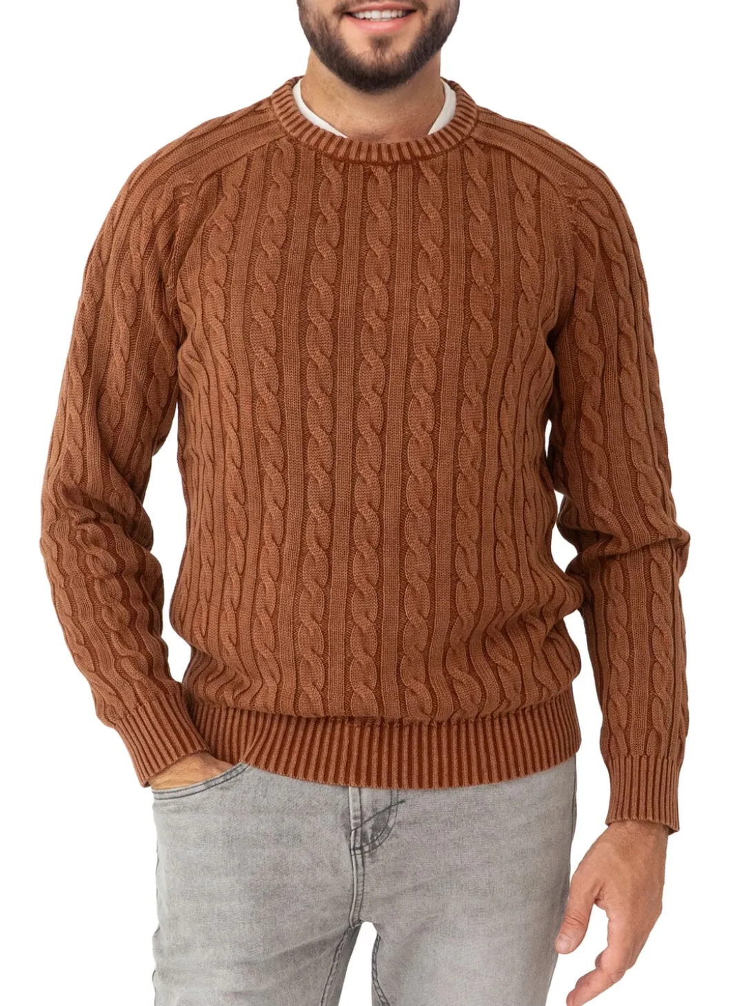 VINTAGE Maglione girocollo a trecce