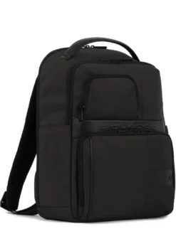 WOLLEM Zaino in pelle e tessuto, porta pc 14"